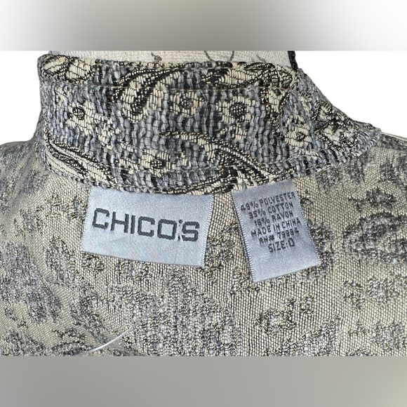 Chico's Tapestry Gray Cream Gold Threading
Size S EUC button closure jacket - Picture 7 of 7